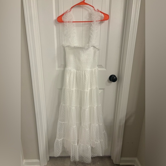 Darling Dancer White Swiss Dot Ruffled Tiered Mini Dress - Picture 13 of 16